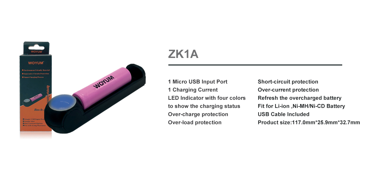 Woyum -Woyum Zk1a Usb Intelligent Auto Battery Charger 1 Slot