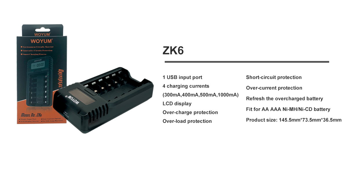 Woyum -Best Rechargeable Battery Charger Woyum Zk6 Lcd Smart Battery