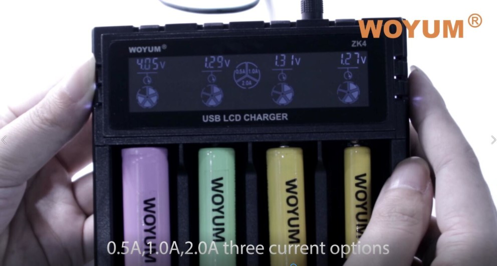 woyum zk4 4 slot 18650 charger 16340 battery charger 26650 battery charger
