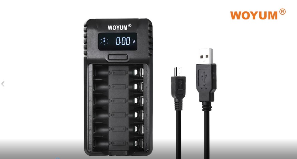 WOYUM Smart Rechargeable Battery Charger 6 Bay for Ni-MH/Ni-Cd AA AAA Rechargeable Battery