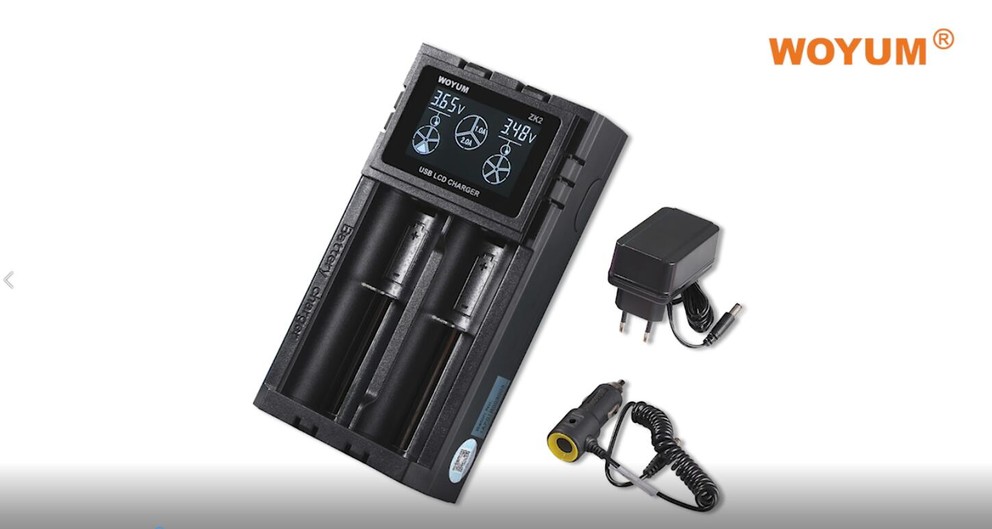 WOYUM Smart Rechargeable Battery Charger 2 Bay for Li-ion/IMR 26650 22650 18650 17670 17500 16340 RCR123 14500 10440 Ni-MH/Ni-Cd AA AAA C Rechargeable Battery