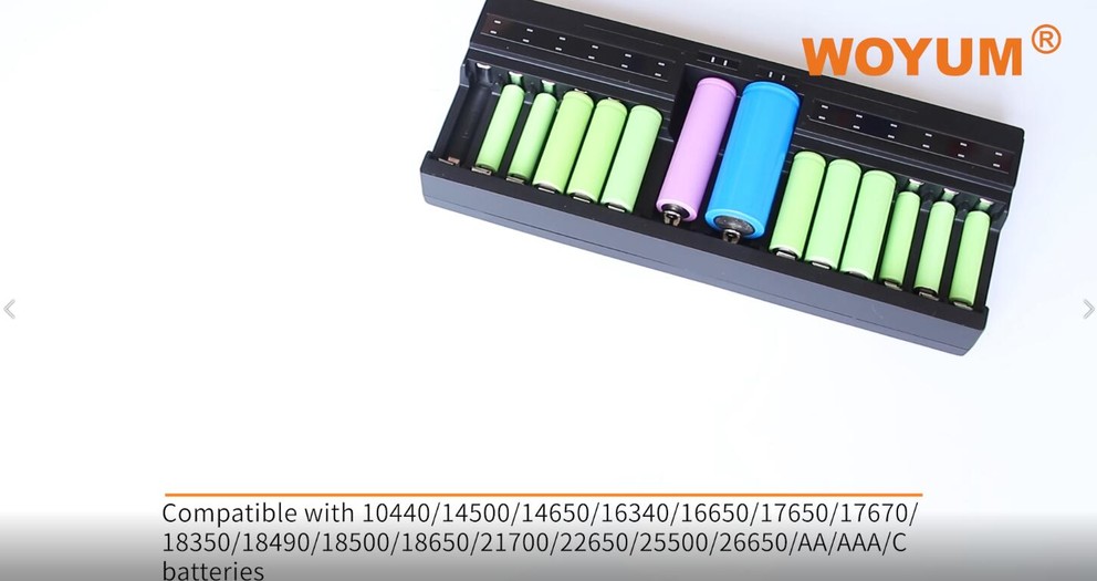 14 Bay Universal Battery Charger for AA AAA AAAA 18650 26650 26500 25500 20700 14500 16340 17350 Li-ion Ni-MH Ni-Cd IMR Rechargeable Batteries