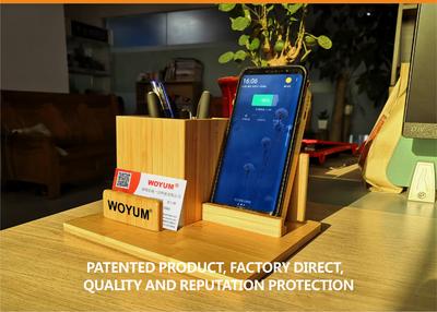 Wooden Wireless charger Fast Charging Qi Wireless Charger Power Bank with pen container